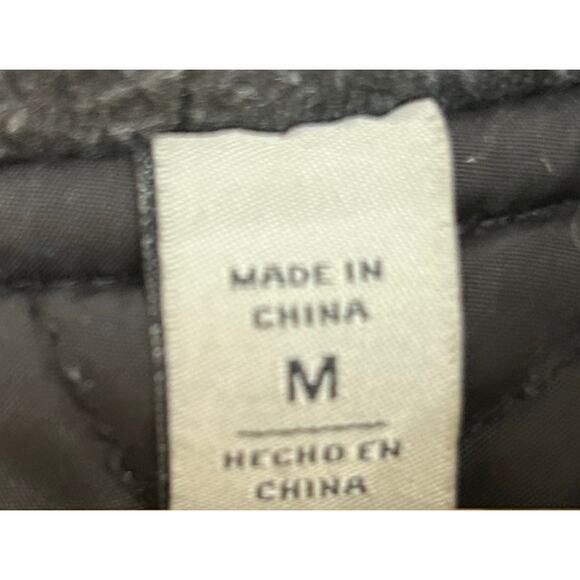 Levi’s Leather Jacket Black Hooded Coat Quilted Lined Medium - Picture 7 of 11